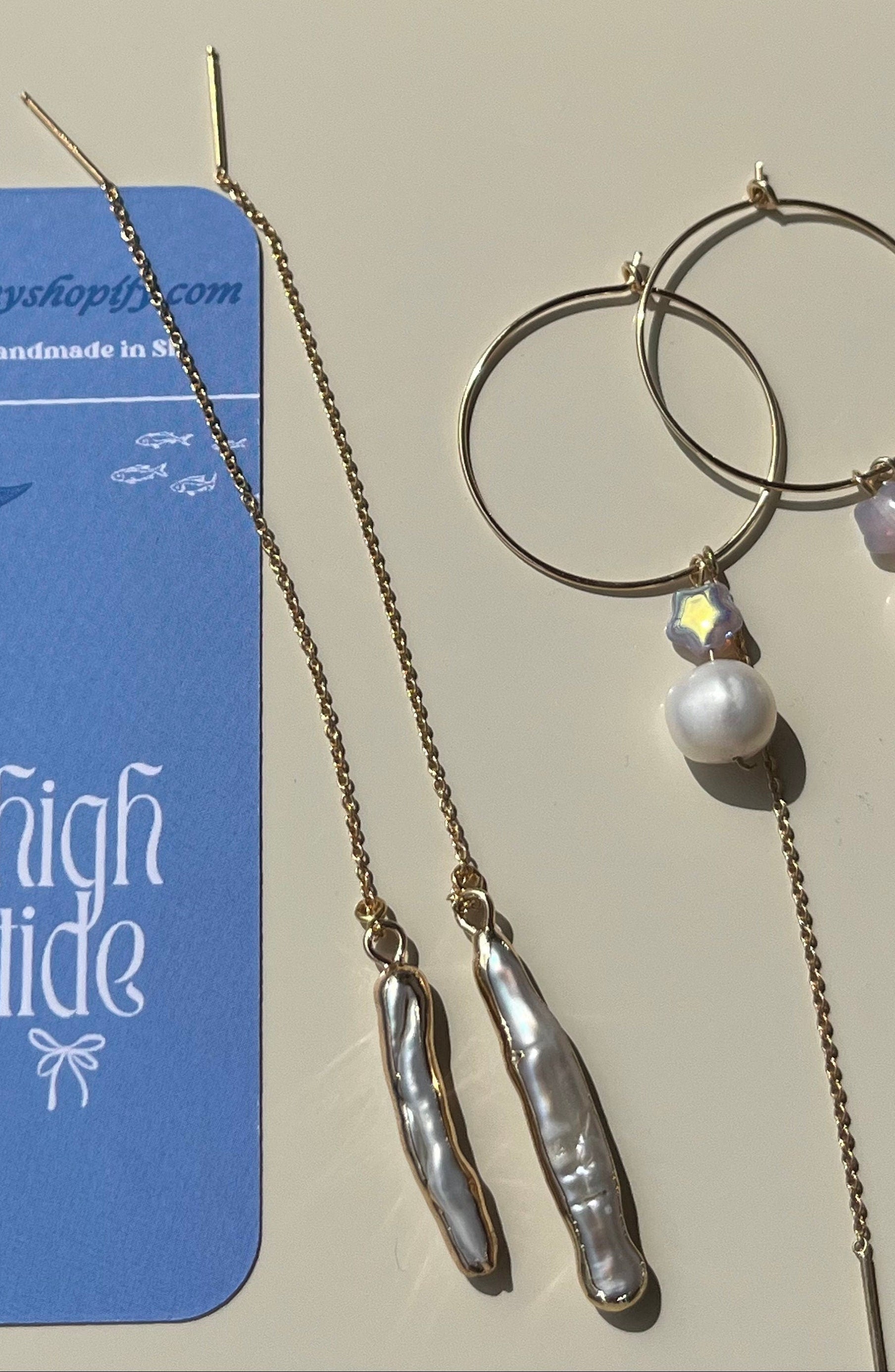Mother of Pearl Drop Chain Earrings