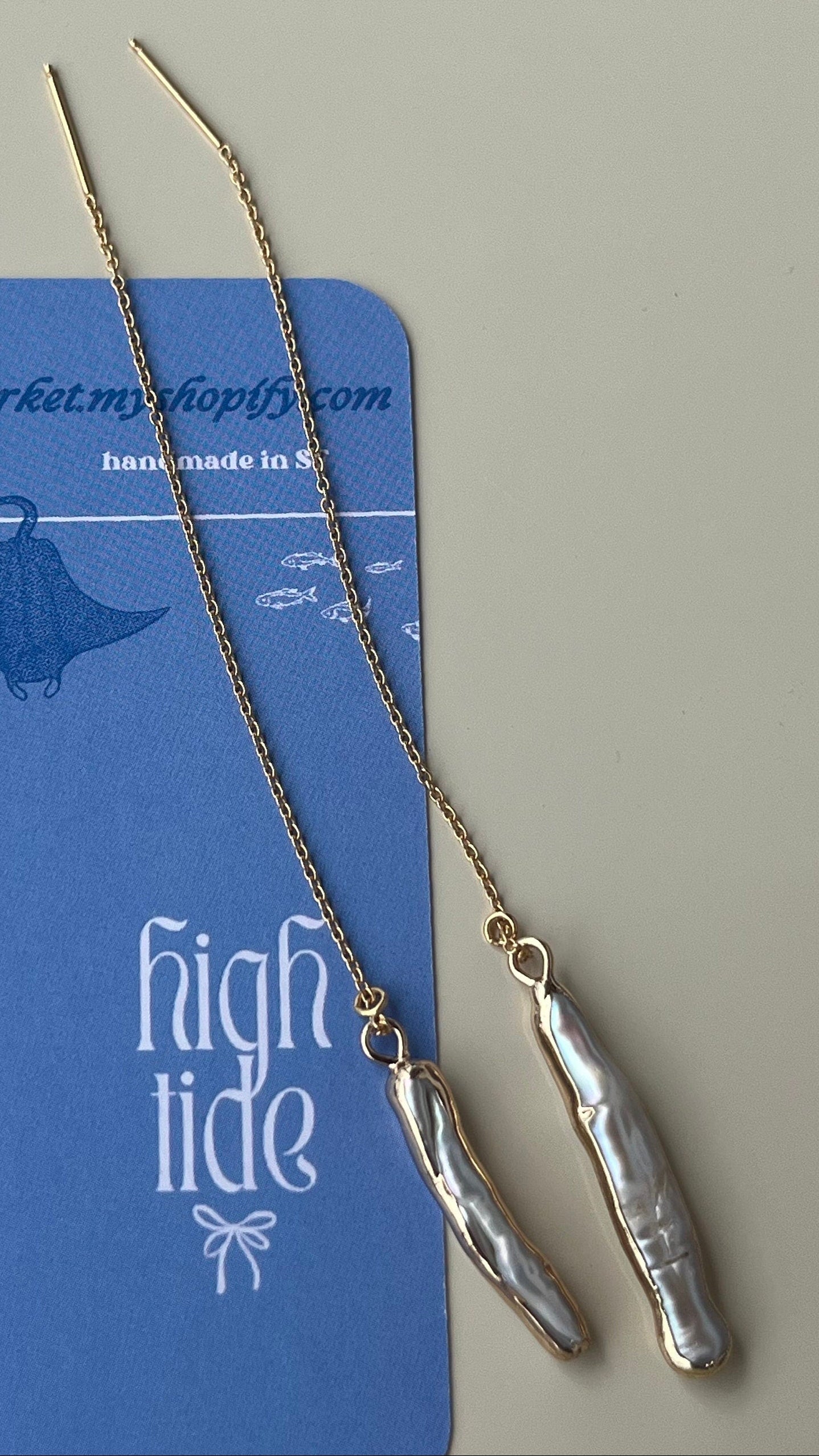 Mother of Pearl Drop Chain Earrings
