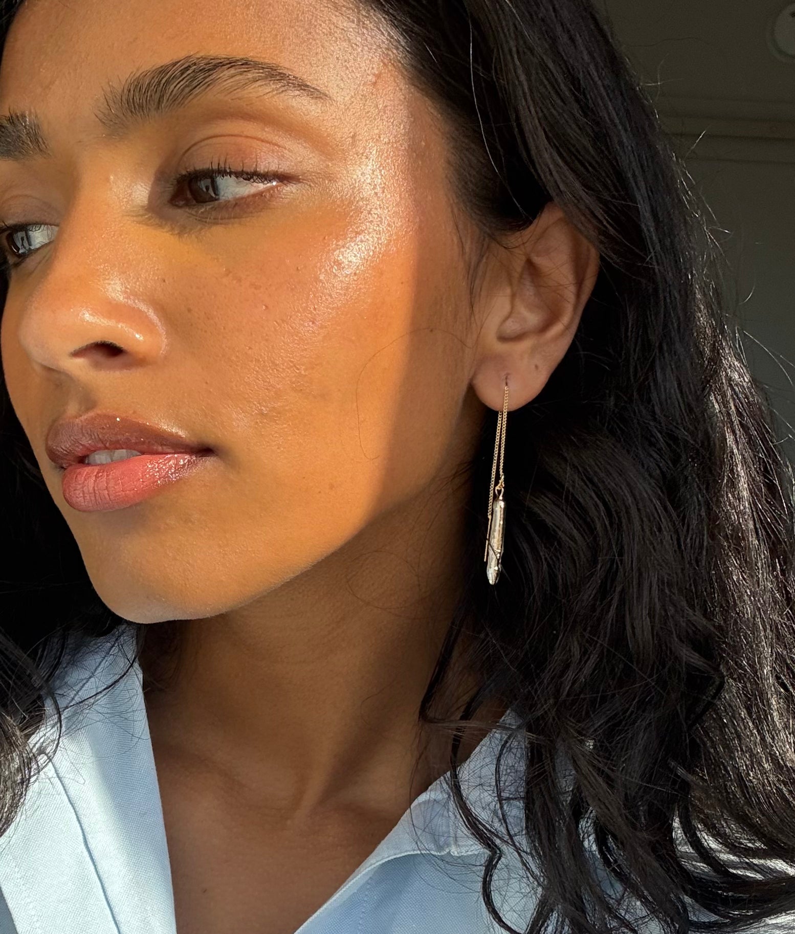 Mother of Pearl Drop Chain Earrings